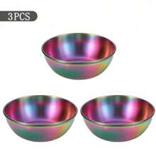 3/5/10pcs Set Stainless Steel Mini Independent Seasoning Bowls, Round Seasoning Dishes, Sushi Dipping Sauce Bowls, Appetizer Dishes,School Supplies