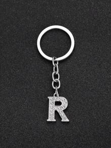 1 pieza Llavero elegante y de moda con la forma de la letra del alfabeto inglés en miniatura, incrustado con cristales de rhinestones transparentes, adecuado para hombres y mujeres, llaves de carro, decoración de bolsos y regalo