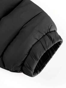 Chaqueta acolchada con capucha minimalista para mujer de Giolshon, con bolsillos, adecuada para otoño e invierno, color negro - Negro - Ver 6