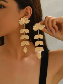 1 paire de nouvelles boucles d'oreilles pendantes à feuille mode avec gland, élégantes et polyvalentes, convient pour le printemps/été