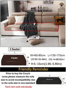 1pc Solid Color Elastic Sofa Cover, Boho Style Sofa Slipcover, Anti-Slip Anti-Cat Scratch Sofa Protector, Suitable For 1-4 Seat Sofas, Home Decor For All Seasons, Machine Washable - Khaki - View 11