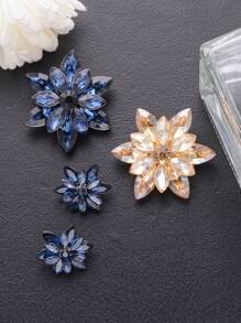 2 pièces/set Boutons de mode polyvalents en métal de grande taille avec strass multicolores en verre à forme de fleur. Convient pour manteau en fourrure, pull, décoration d'uniforme, bouquet DIY, chapeau, sac, accessoires de boîte à bijoux