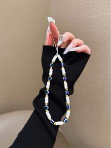 1 pieza Cordón para smartphone de cerámica suave con cuentas de ojo azul y ojo maligno de moda, adecuado como regalo para cualquier festividad