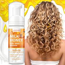 牛奶和蜂蜜泡沫卷发慕斯 - 打造柔软卷发，定型卷发，抚平毛躁，持久定型和热保护 - 卷发专用摩丝，定型卷发 - 橘色 - 查看 1