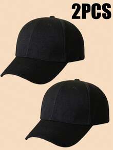 2 Pcs Solid Color Men's Outdoor Sun Protection Casual Hat, Minimalist Fashion Adjustable Comfortable Snapback Hat For Spring And Fall, Travel, Beach, Y2K Style For Teenagers - A - View 12