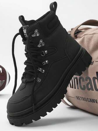 Comfortable Non-Slip Men's Shoes, Lightweight Outdoor Men's Boots, New High-Top Men's Casual Shoes, Brand Original Men's Sports Shoes, Outdoor Holiday Hiking Boots, Fashionable Thick-Soled Hiking Boots (The Shoes May Run Large, It Is Recommended To Order One Size Smaller Than Your Actual Size When Purchasing, The Pattern Is Asymmetrical)