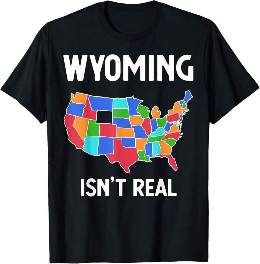 Camiseta "La teoría de la conspiración de que Wyoming no existe no es real" - Negro - Ver 1