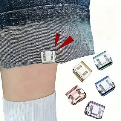 2/4/6/10件随机颜色裤腿缩短隐形夹，裤脚固定夹防止拖地，无缝隐形裤腿闭合装置，适用于牛仔裤、长裤，防止裤腿拖地