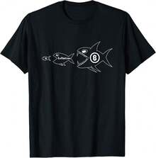 Bitfish Bitcoin Eating Inflation Eating The Dollar Crypto T-Shirt Gift For Myself Father's Day Gift For Grandpa - Black - View 1