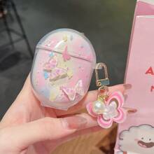 可爱粉色透明蝴蝶保护套，适用于 Redmi Buds 6 Active/5/6S/7S 蓝牙无线耳机、Redmi Buds 6/6Play/4Lite/6lite 充电盒、Redmi Buds 3pro/4Pro/5Pro/6PRO 耳机盒