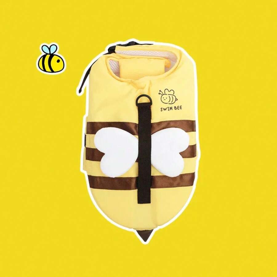 Traje de baño impermeable para perros Summer Little Bee, chaleco salvavidas para cachorros, ropa transpirable para perros, arnés de  para nadar, suministros para mascotas - Amarillo - Ver 1