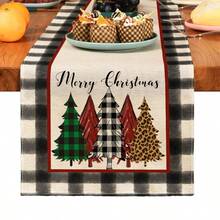 1 pieza Camino de mesa con estampado de hojas con diseño navideño, adecuado para vacaciones, fiestas, cumpleaños, cenas, decoración de cocina, comedor, decoración del hogar para todas las temporadas - Multicolor - Ver 17