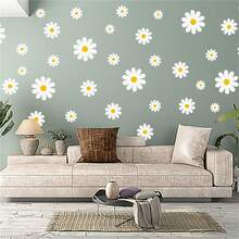 White Daisy Flower Wall Stickers Background Wall Decorative Decal Home Bedroom Wall Decor PVC Daisy Sticker - Multicolor - View 8