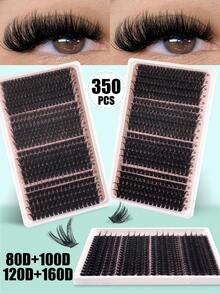 390/340 Pieces Fluffy Lash Clusters, 4 Styles Mixed, 5D Thick & Dense Lash Clusters, Faux Mink Individual Lashes, D Curl 10-18mm Mixed Lashes, Create Voluminous Curled Lashes. Wedding Bridal Makeup Tools, Lash Clusters, Individual Lashes, False Eyelashes. - D - 查看 8