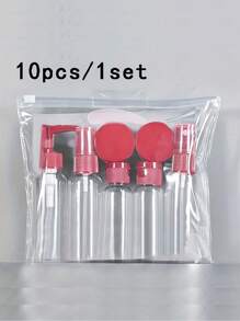 Set de 10 piezas de botellas de viaje para artículos de tocador, set de contenedores de viaje, portátil a prueba de fugas, contenedores cosméticos rellenables vacíos para champú, acondicionador, artículos esenciales de viaje y vuelta al colegio