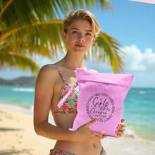 Wet Bag, Wet Dry Bag, Wet Bag For Swimsuit, Travel, Beach, Pool, Diapers, Dirty Yoga Gym Clothes, Makeup Bag, Waterproof Tropical Palm Leaves Decor Jungle Palm Leaf Favors - Chuyến đi của các cô gái - Màu hồng - Xem 3