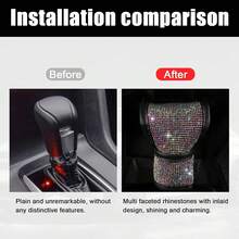 1pc Universal PU Leather Gear Shift Knob Cover, Faux Crystal Rhinestone Decor, Elegant Car Interior Dust-Proof Gear Shift Sleeve, Fashionable Car Accessory, Automotive Essential - one-size - View 4