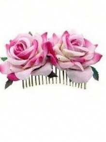 Pettine per capelli da sposa con rose di stoffa vellutata, accessorio per capelli con doppia rosa, per pettinatura raccolta, adatto per San Valentino, pettini per capelli laterali