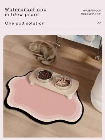 1 件纯色椭圆形宠物垫，防滑速干水碗地毯，适用于狗猫家居房间装饰，春季礼物，可爱卡通宠物喂食垫，大尺寸易清洁防滑食物垫