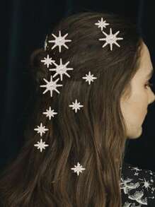 Acessório de Cabelo Nupcial de Moda Retrô em Formato de Estrela de Liga de Zinco para Online, Clipe de Cabelo de Cristal da Galáxia Europeia e Americana, Decoração de Cabelo para Casamento/Festa