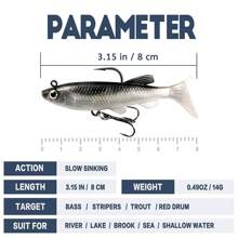 Soft Fishing Lures Shad Minnow Swimbaits, Pre-Rigged Jig Heads Paddle Tail Swim Baits For Bass, Trout, Walleye, Crappie, Sinking Jigs Bait For Saltwater Freshwater, Fishing Gifts For Men