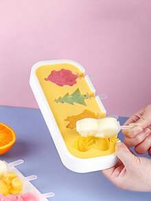 Cartoon Silicone Popsicle Mold - Fun DIY Popsicle & Ice Cream Maker, Snowman/Strawberry/Animal Shapes, Lightweight And Easy To Use - Pink and White Christmas Model [free Lid + 6 Circulation Sticks] - View 8