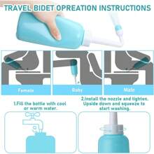 1 pièce Accessoire de toilette pour l'essuyage, brosse de bain à manche long pliable allongé, nécessaire de nettoyage portable avec bouteille de bidet et sac de transport. Soins personnels de salle de bain.