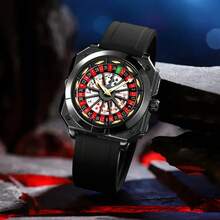VA VA VOOM 1pc Men's Lucky Quartz Watch - Rotating Dial, Luminous Markers, Waterproof Silicone Strap - Green - View 5