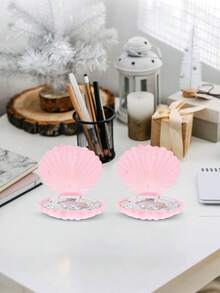 10pcs Shell Shaped Jewelry Storage Box, Mermaid-Themed Mini Shell Boxes, Pink Plastic Mini Sea Shells Necklace Box For Gift, Under The Sea Birthday Party Shower Jewelry Storage Boxes,Mother's Day Graduation Season - Pink - View 3