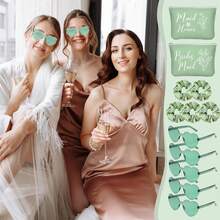 15 pezzi Set regalo per damigelle d'onore, include 5 borsette per il trucco delle damigelle, 5 bicchieri a forma di cuore, 5 scrunchies per capelli, per matrimonio e addio al nubilato