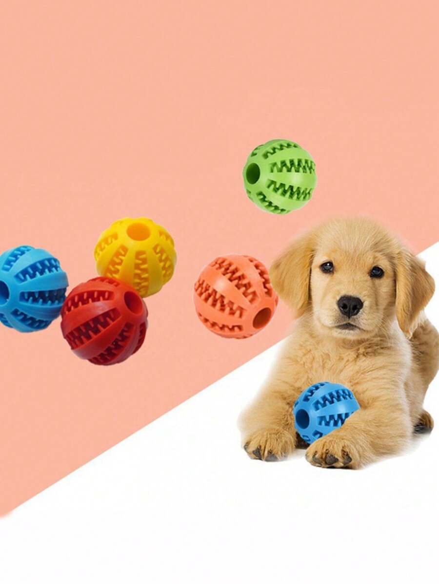 1 Pelota de juguete para perro de color aleatorio, adecuada para juego interactivo y actividades de masticado. Este es un juguete para masticar que puede contener bocadillos. Ayuda a limpiar los dientes de los perros.