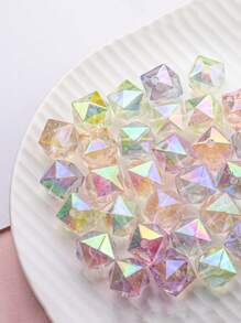 10 pièces Perles à trou droit en forme de rhomboïde géométriques de style aléatoire avec saupoudrage doré. Accessoires de décoration pour la fabrication de bijoux, bracelets, chaînes de téléphone portable, porte-clés
