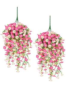 1/2/4/6 cành dây leo bạch đàn và hoa bìm bìm nhân tạo, chất liệu lụa chống tia UV, thích hợp trang trí ngoài trời, kỷ niệm, tốt nghiệp, đám cưới, tiệc tùng, nhà cửa, văn phòng, hiên nhà, sân vườn, tường nhà, mùa xuân/hè. - Hoa bìm bìm treo tường màu hồng chuyển sắc + viền trắng hồng - Xem 7