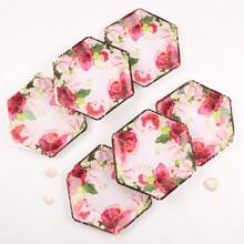 Disposable Hexagonal Paper Plate Flower Paper Plate Party Paper Plate 9 Inch For Holiday Birthday Party.