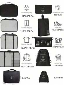 10-1 pièce Pochettes organiseurs de voyage d'été, sac cosmétique portable imperméable, sac de toilette multifonction, peut être utilisé comme sac à maquillage, sac de lavage, organiseur de cosmétiques, sac à chaussures, sac à cosmétiques, organiseur de maquillage, sac de tri des vêtements, sac à chaussures, organisation et rangement, indispensable pour les vacances d'été, boîte de rangement de parfum, boîte de rangement de maquillage, sac de voyage, sac à sous-vêtements, sac de bagage, accessoire de rangement de vêtements imperméables, organiseur pliable pour sous-vêtements et chaussettes, sac à main, sac de données, sac de rangement des vêtements, set organisateur, accessoires de voyage, sac de voyage, sac à chaussures
