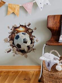 Adhesivo de pared con patrón de fútbol 3D, adhesivos, vinilo decorativo para decoración del hogar, artículos de decoración de primavera para renovar tu hogar, adhesivos de decoración de ramas