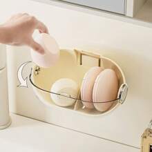 Boîte de rangement pour cosmétiques, accrocher au mur pour la maison, sans perforation, étanche et anti-poussière. Boîte de rangement multifonctionnelle pour houppettes et éponges de beauté