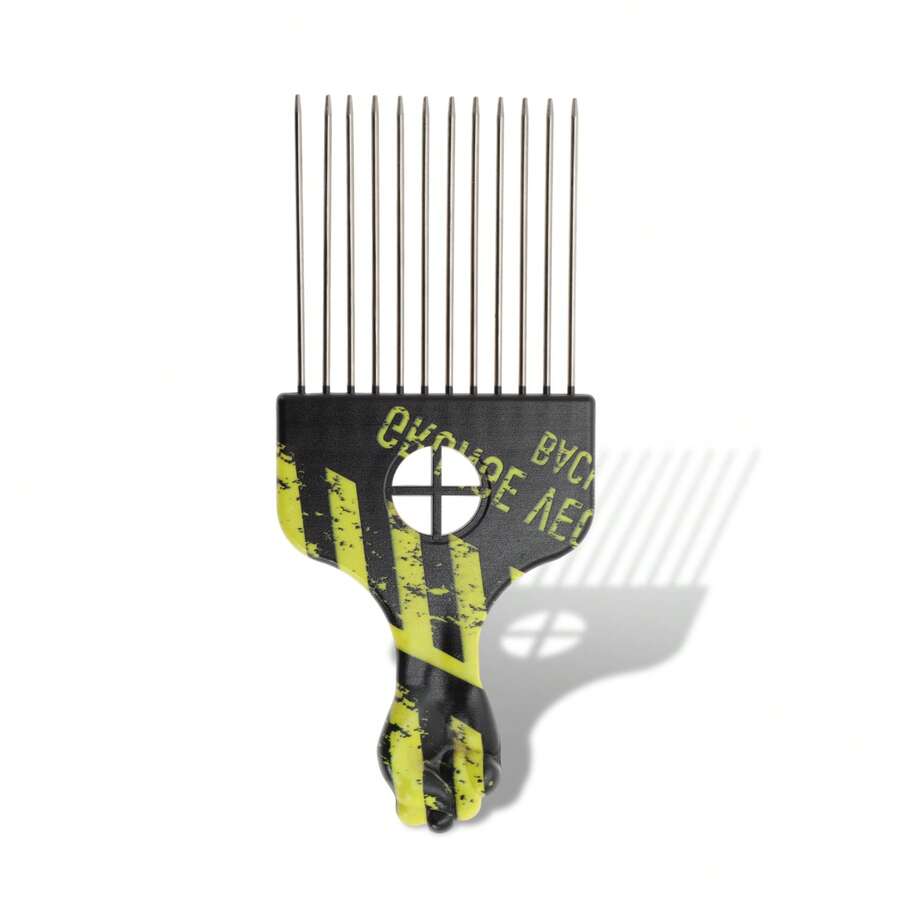 Peine de metal para el cabello, peine para el peinado de mujeres y hombres, 6.69"X2.95" - Amarillo Negro - Ver 1