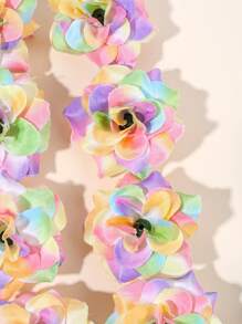 10pcs Girls Gradient Rainbow Colors Flower Hair Clips Artificial Flowers Hairpins Vacation Parties Flower Hair Accessories