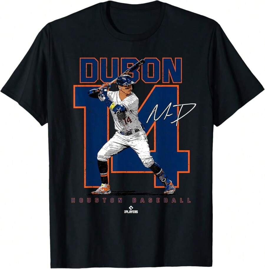 Number And Portrait Mauricio Dubon Houston Mlbpa T-Shirt Gift For Myself Gift For Campers - 黑色 - 查看 1