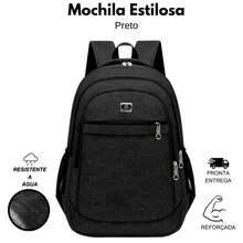 Mochila Bolsa Mala Reforçada Notebook Impermeável S/Cabo Unisex - Preto - Visão 1