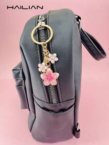 HAILIAN 1pc Cherry Blossom Design Keychain Made Of Alloy Material Lightweight And Elegant Suitable For Bag Car Birthday Holiday Gifts - Hot Pink - View 7