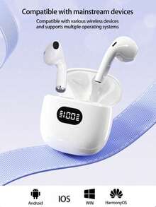 ENC 智能通话降噪耳塞，HIFI 立体声入耳式耳机，带 LED 电量显示、智能佩戴检测、3D 指纹触控、游戏和音乐模式、低延迟、长电池寿命、防水、适用于蓝牙设备，非常适合礼物和节日 - 白色 - 查看 5