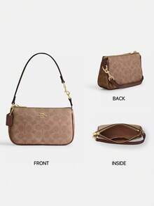 Nolita 19 Shoulder Bag In Blocked Signature Canvas Purse Gift For Women Purse And Bags For Women Underarm Bag Satchel Bag Christmas Thanksgiving Day Gift For Her CW426 - Tan Brown - 查看 6