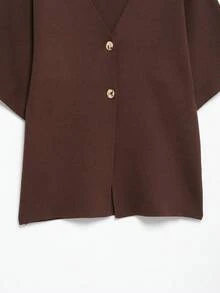 DEEKA欧美风夏季新款毕业百搭简约V领短袖针织上衣