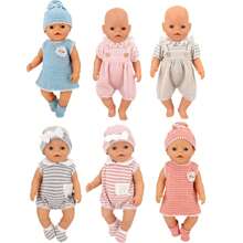 Tenue de poupée pour poupées nouveau-nés de 14 à 18 pouces, barboteuses de 43 cm pour poupées, accessoires pour poupées nouveau-nées de 17 pouces, cadeau pour les fêtes et anniversaires, poupée non incluse