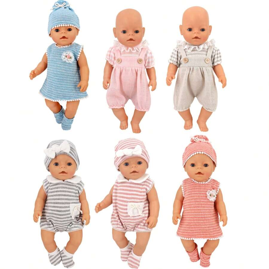 Tenue de poupée pour poupées nouveau-nés de 14 à 18 pouces, barboteuses de 43 cm pour poupées, accessoires pour poupées nouveau-nées de 17 pouces, cadeau pour les fêtes et anniversaires, poupée non incluse