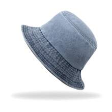 1pc Solid Color Washed Denim Bucket Hat, Fashion Versatile All-Season Casual Sun Hat, Suitable For Men And Women, Travel & Beach