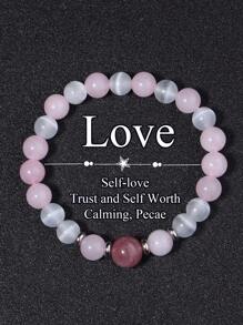 Pulsera para atraer el amor para mujeres: Cuarzo rosa y selenita, calmante, confianza y amor propio, paz, joyería de energía purificadora, regalo unisex para la novia
