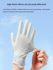 1pc New Lightweight, Multi-Color Optional Ice Silk Sun Protection Gloves, Elastic Women's Breathable Anti-UV Slippery Cooling Long Sleeve Outdoor Sunscreen Silk Gloves